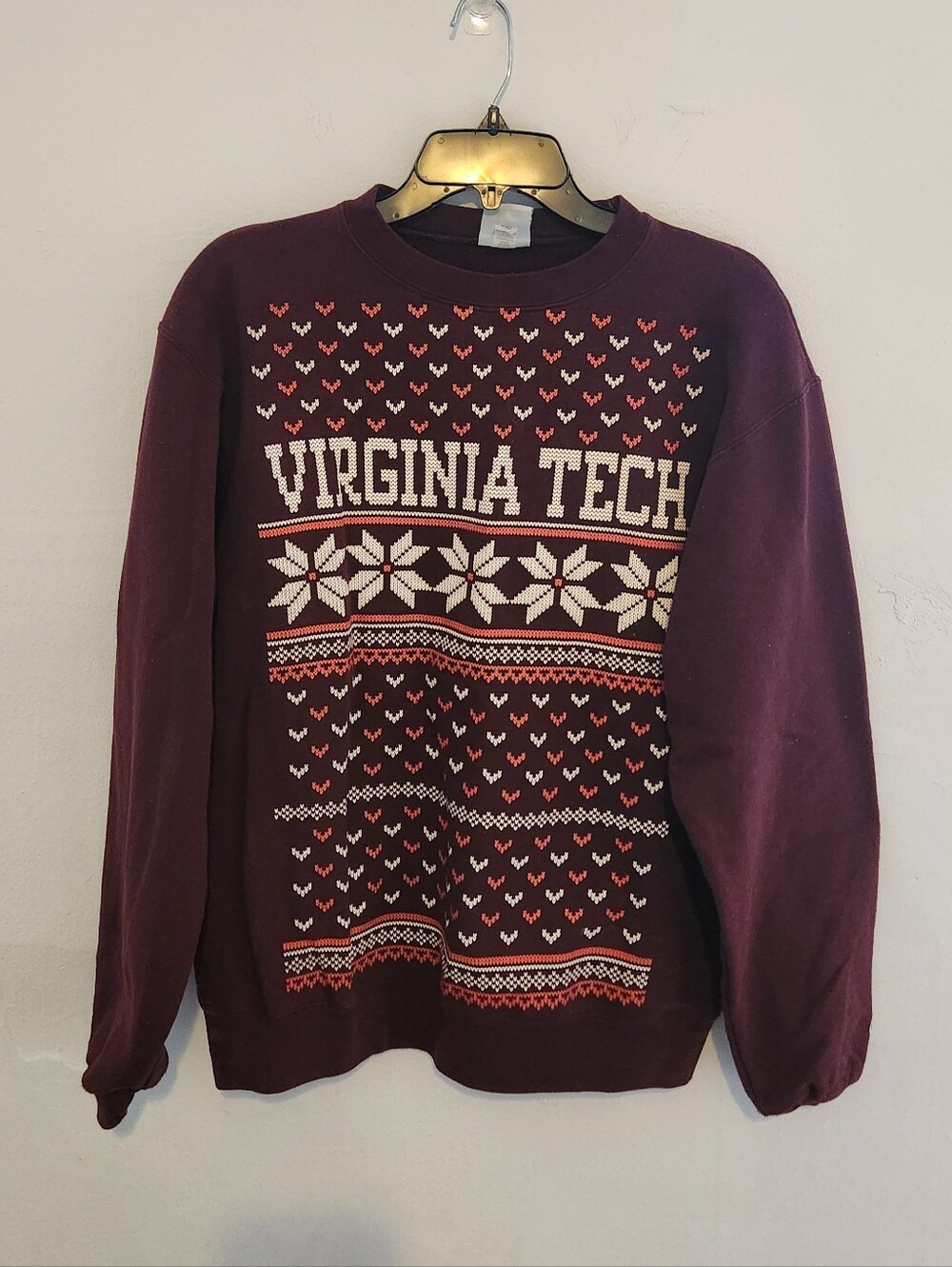 Virginia Tech Hokies Sweater Theme Crewneck Sweatshirt Maroon Medium